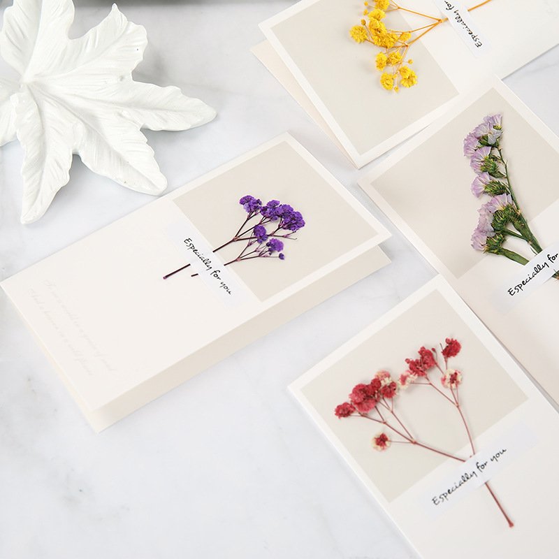 Babysbreath dried flower greeting card for Valentine Festival Birthday