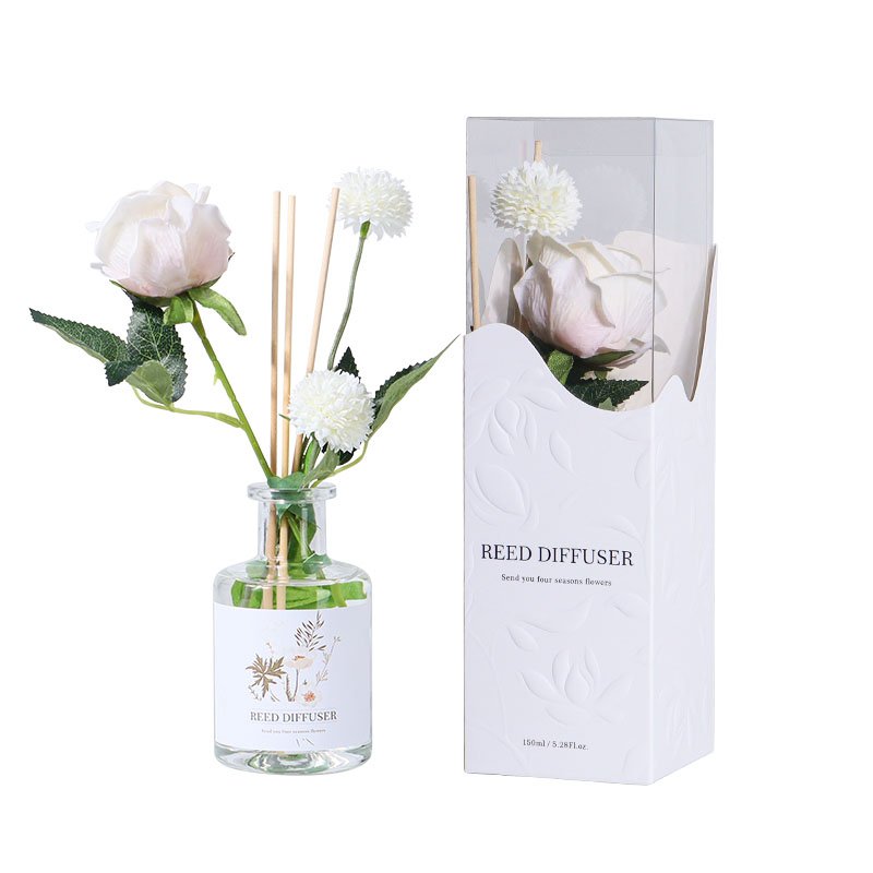 150ml Eternal Flower Reed Diffuser Glass Bottle Fragrance Air Freshener Dried Flower Reed Diffuser Window Box