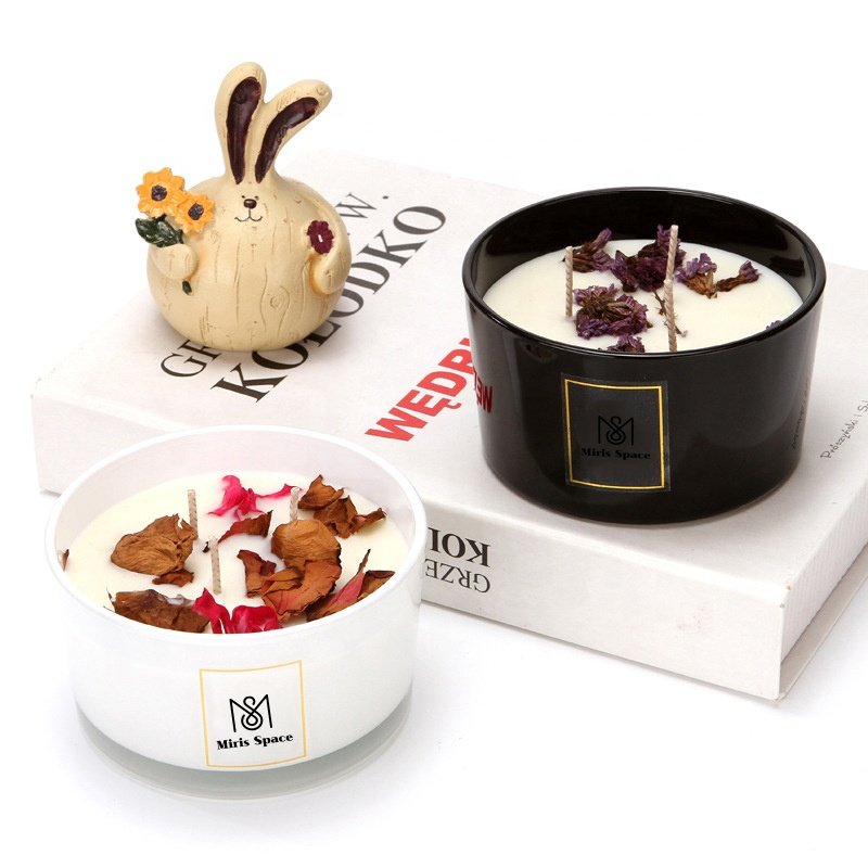 Customized High Quality Home Decor Glass Dried Flowers Aromatherapy luxury Candle wholesale scented candles pillar gift set