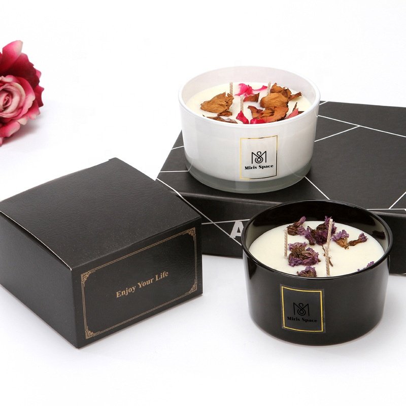 Customized High Quality Home Decor Glass Dried Flowers Aromatherapy luxury Candle wholesale scented candles pillar gift set