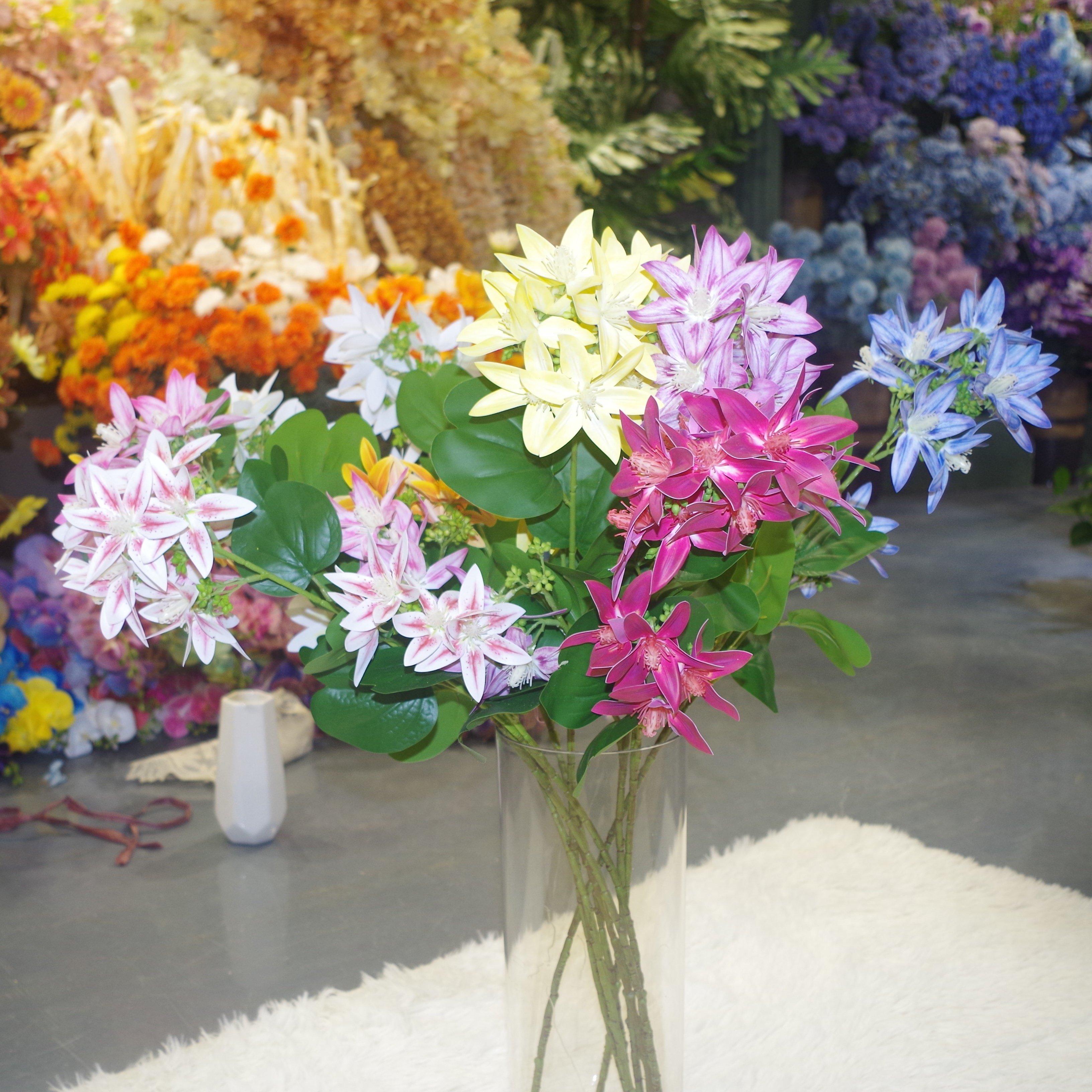 Wholesale 3D Real Touch Latex Pink Flower Arrangement for wedding decoration supplies orchid Artificial flowers
