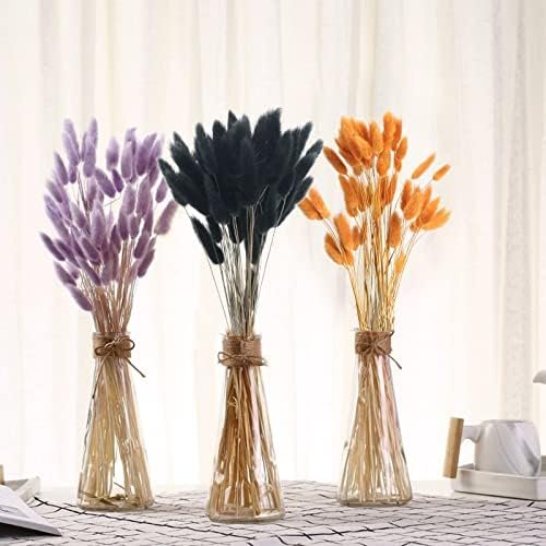 120pcs Black Dried Bunny Tail Flowers Mini Pampas Grass Natural Bunny Tail Grass Dried Flower Arrangement with Stem Dried Flower