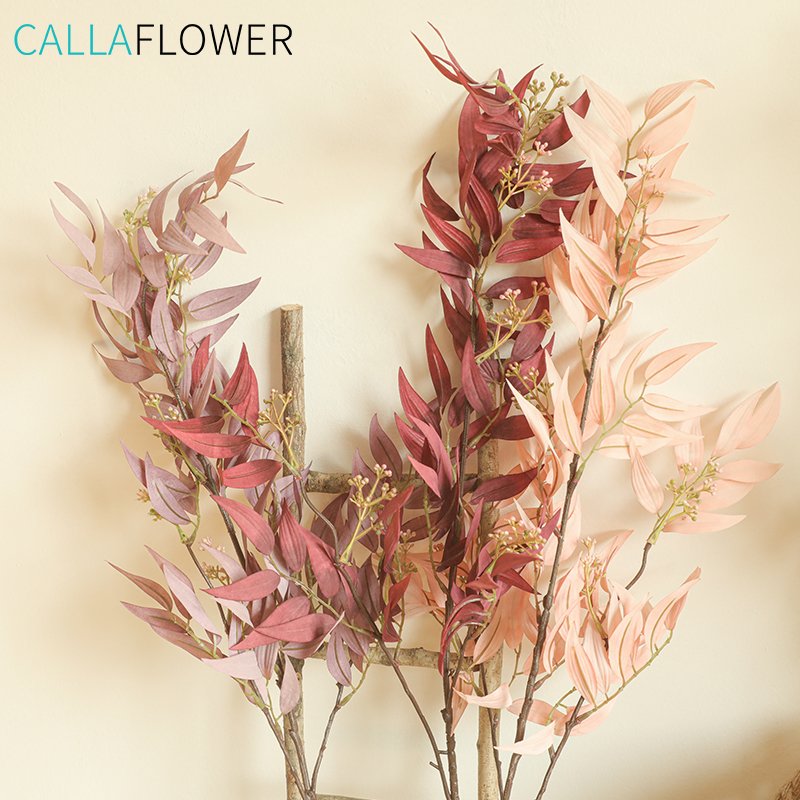 YC1049 Popular Artificial Decoration Dried Eucalyptus Oliver Willow Leaves Foliage Greenery For Decorative Flower