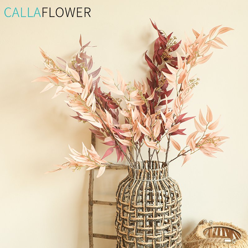 YC1049 Popular Artificial Decoration Dried Eucalyptus Oliver Willow Leaves Foliage Greenery For Decorative Flower