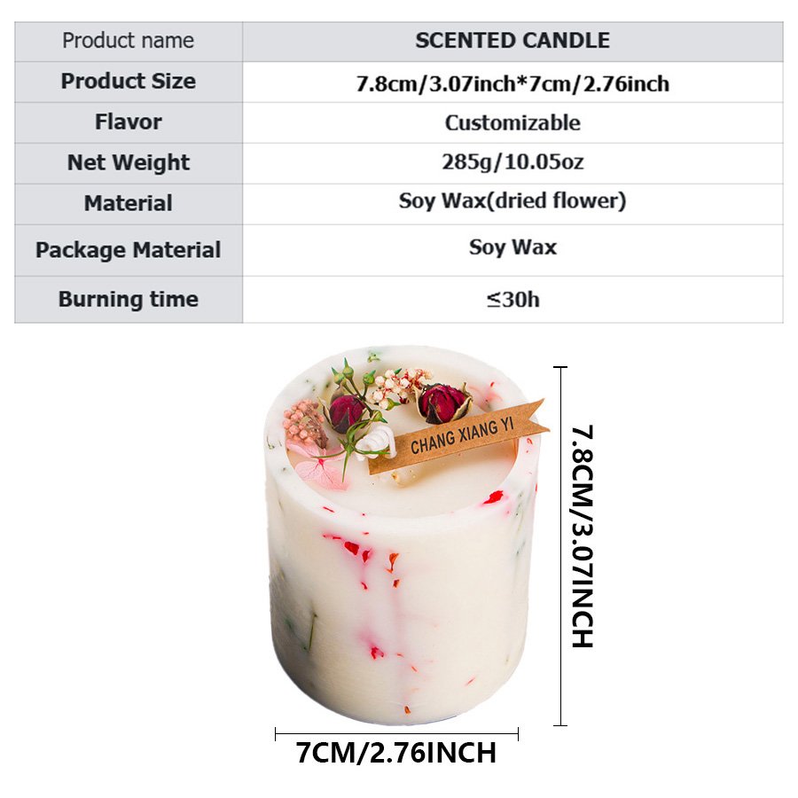 Handmade with Dried Flowers Custom Aroma Private Label for Home Decoration Christmas Wholesale Luxury Scented Soy Wax Candle
