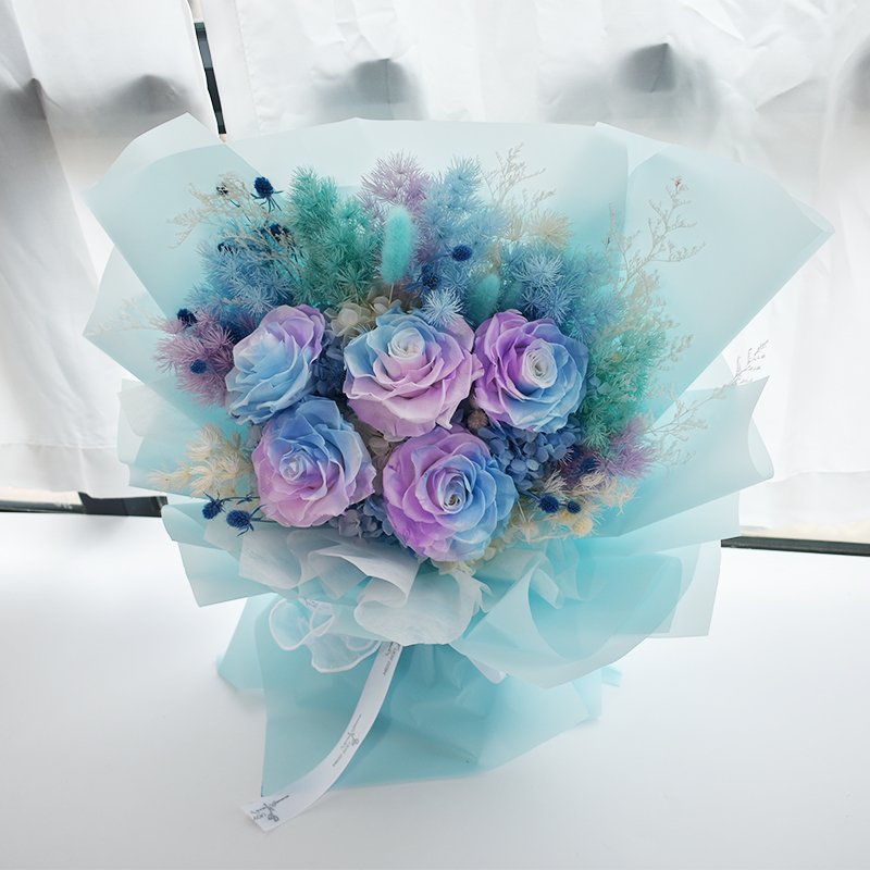 Wedding Favors Eternal blue Rose Bouquet Preserved Flower Bouquet Gift set For Girlfriend Valentine's day or gift sets for women