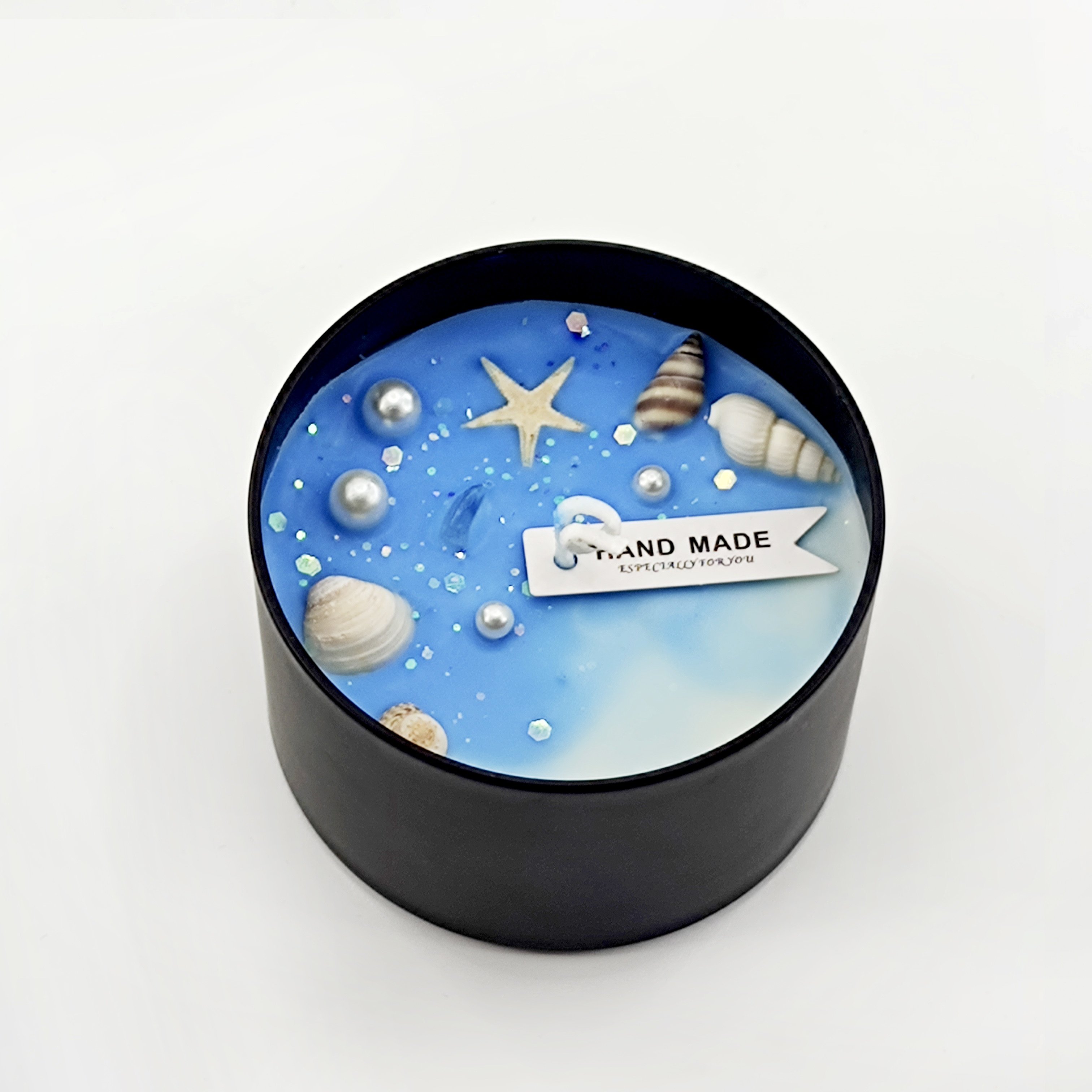 Custom Luxury Dried Flowers Crystal Colorful Tinplate Cans Scented Candles in the Black Iron Tin