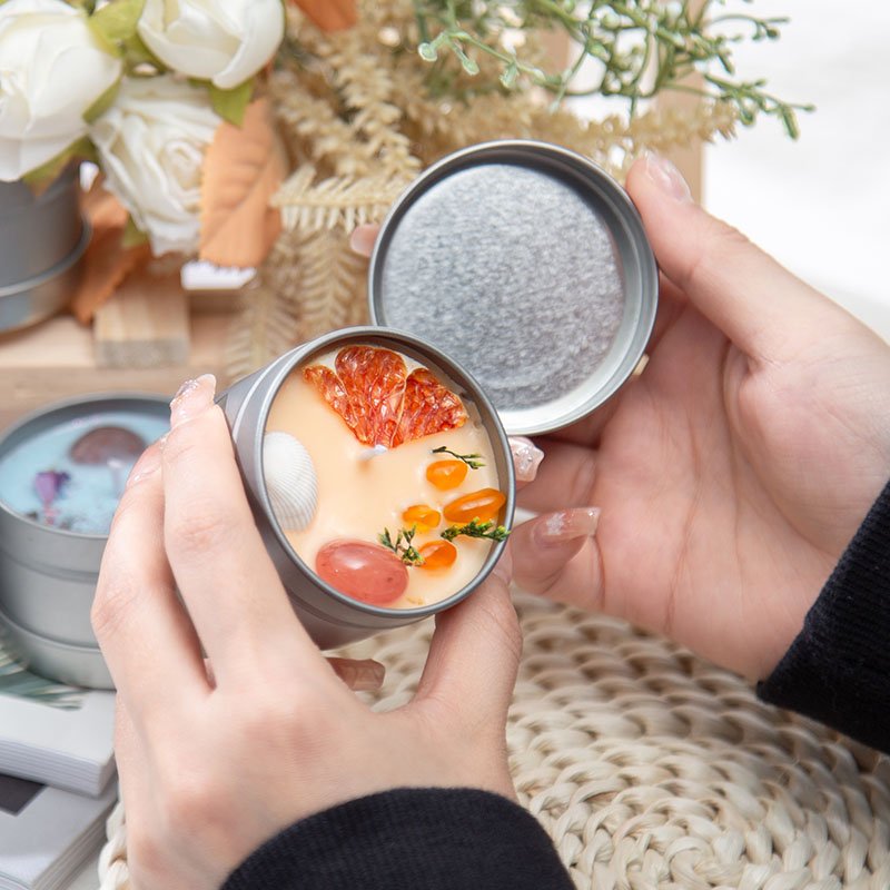 Private Label Dried Flower Handmade Crystal Manifiest Bulk Scented Soy Wax Candles