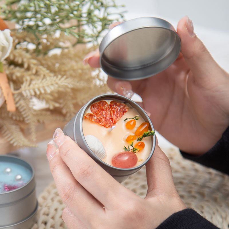 Private Label Dried Flower Handmade Crystal Manifiest Bulk Scented Soy Wax Candles