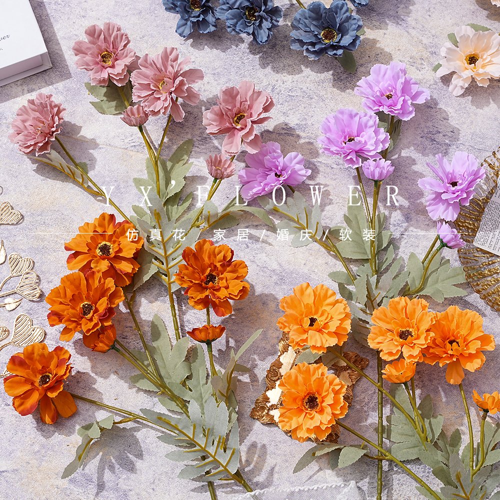 Simulation of 6 head of the sun flower in stock wholesale wedding flower arrangement hotel decoration home decoration flowers
