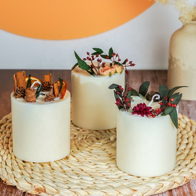 Luxury soy wax scented dried flowers candles with dried flowers