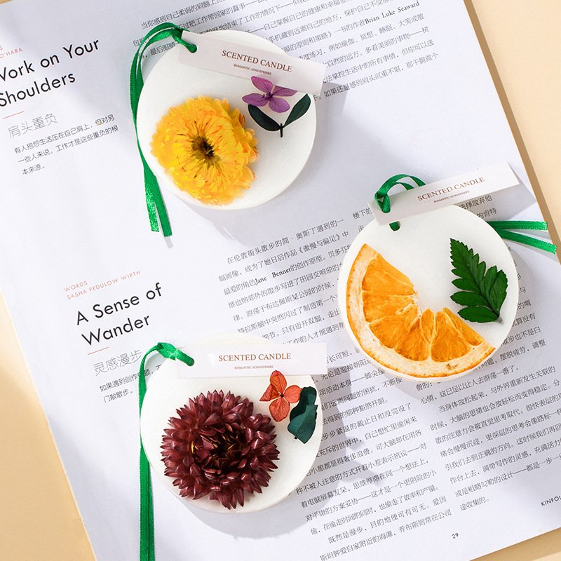 Soy Wax Beeswax Circular Candle Slice Scented Wax Slice With Dried Flowers Wedding Gift Candle