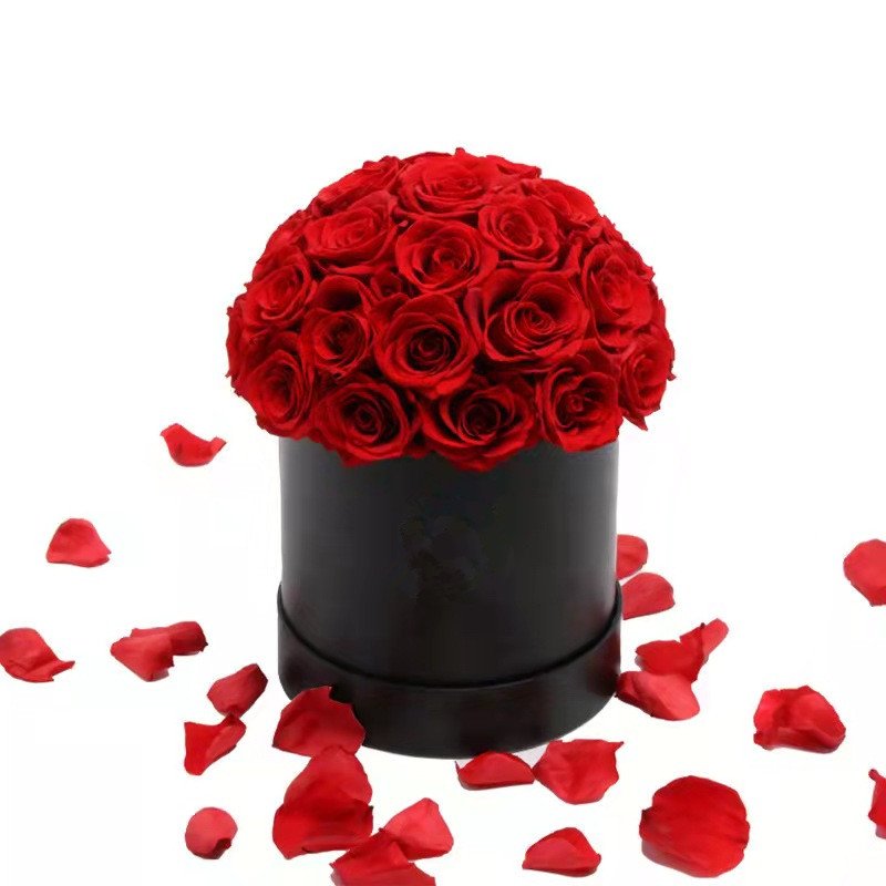 UO Low MOQ custom box mushroom shape roses eternal flower preserved everlasting real rose decoration flower in boxes