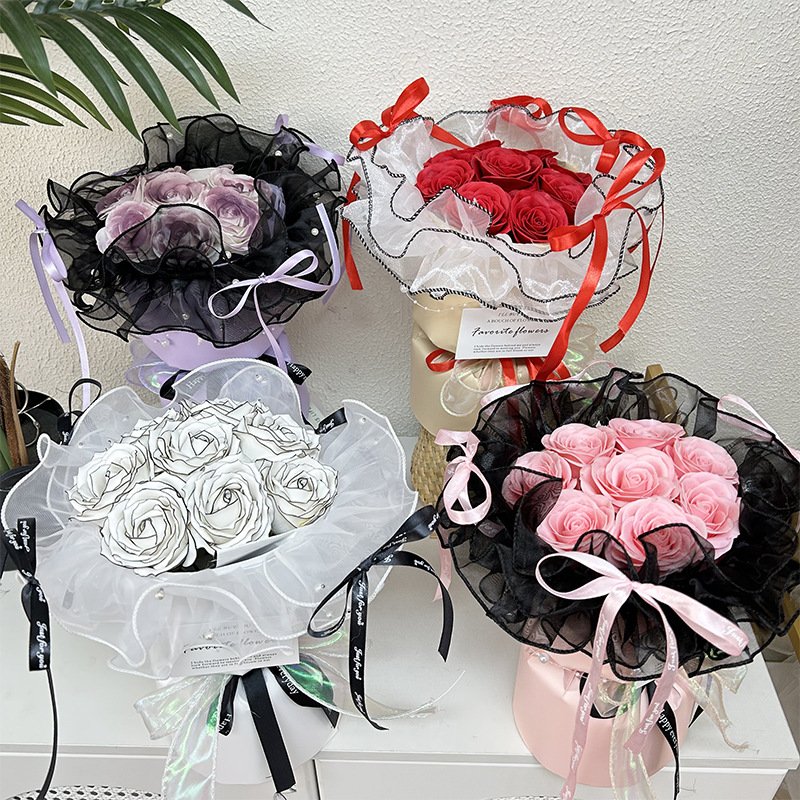 mothers day event decorations Soap flowers bouquet Roses Dried flower bouquet gift sets for women