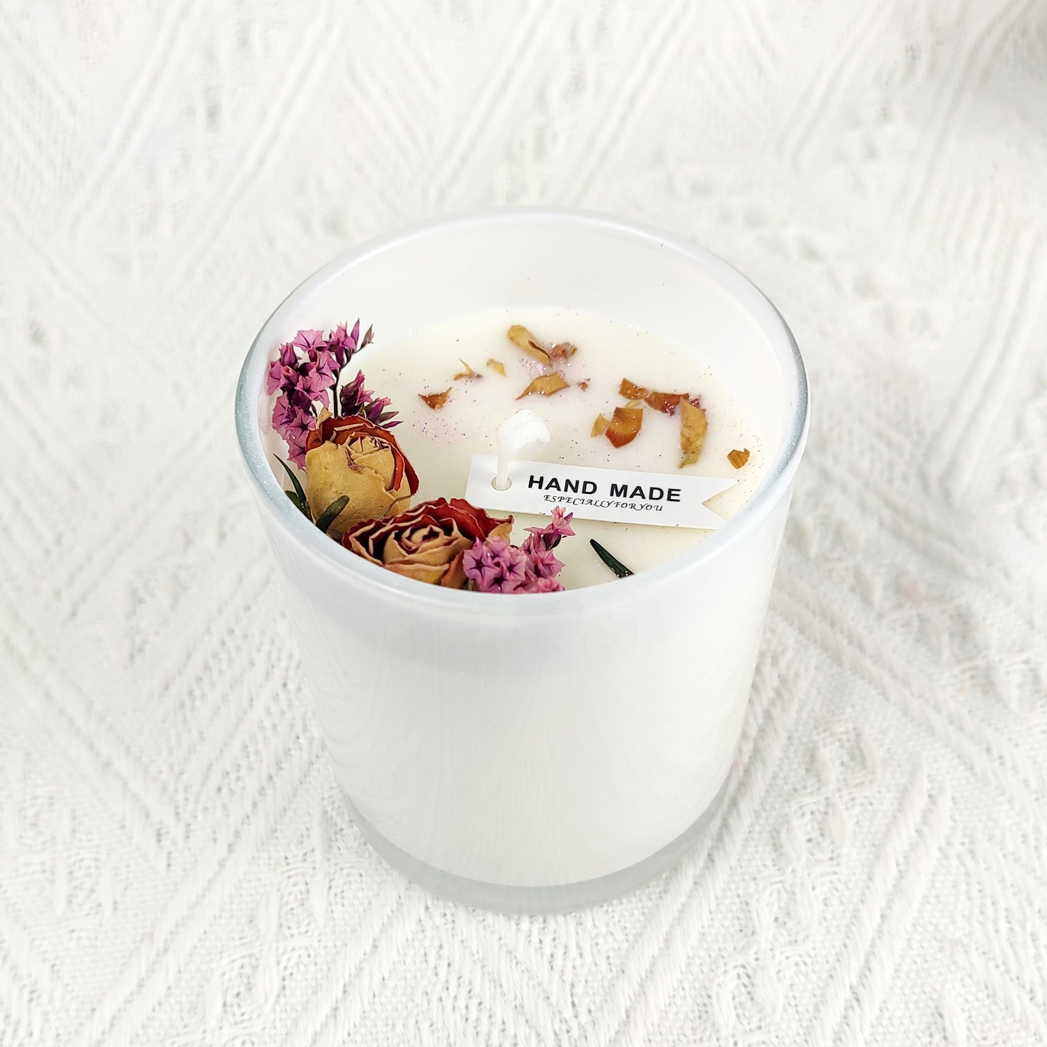 Hot Sale Professional hand make Custom Decoration Dry Flower Scented Aroma Candle for Home Decor Gifts