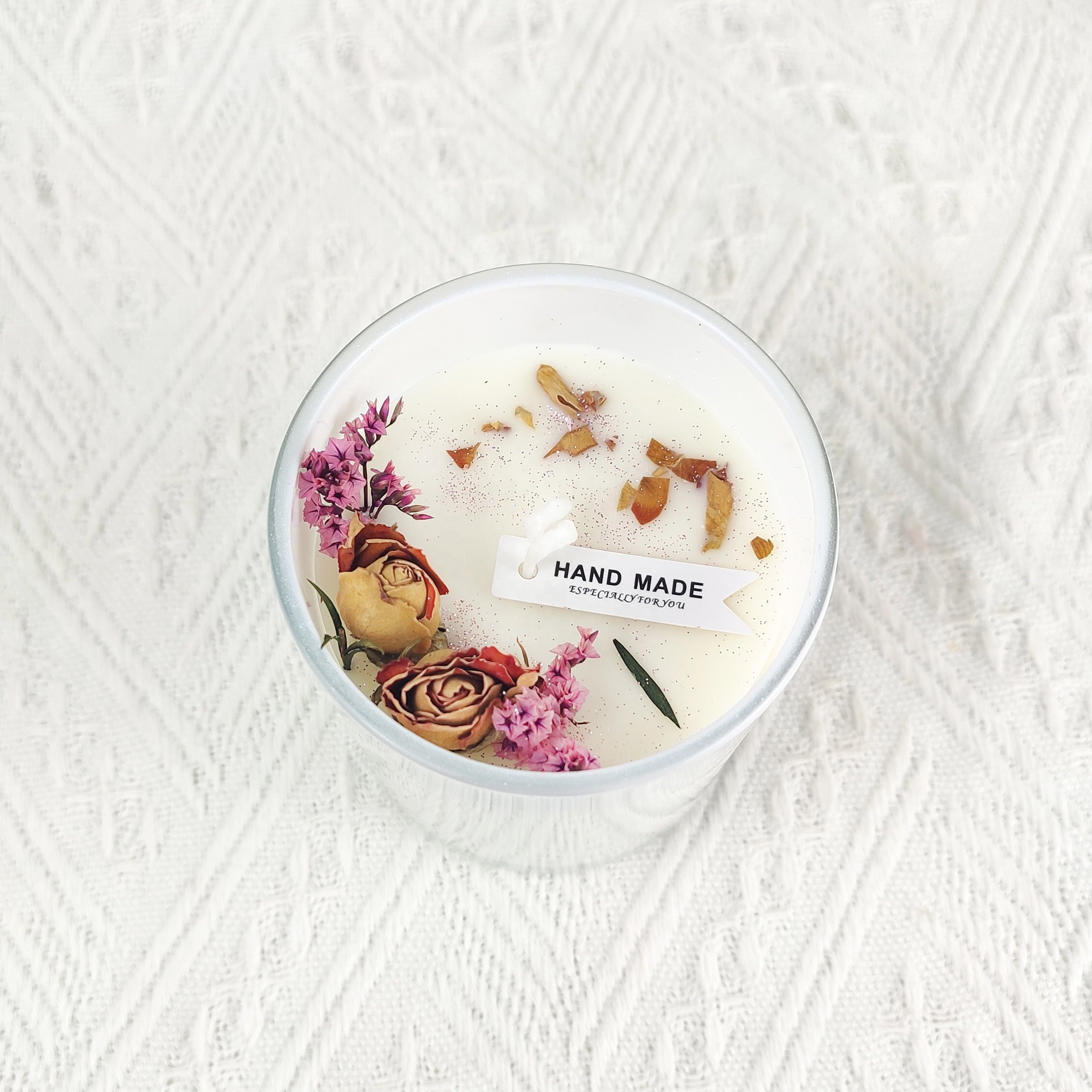 Hot Sale Professional hand make Custom Decoration Dry Flower Scented Aroma Candle for Home Decor Gifts