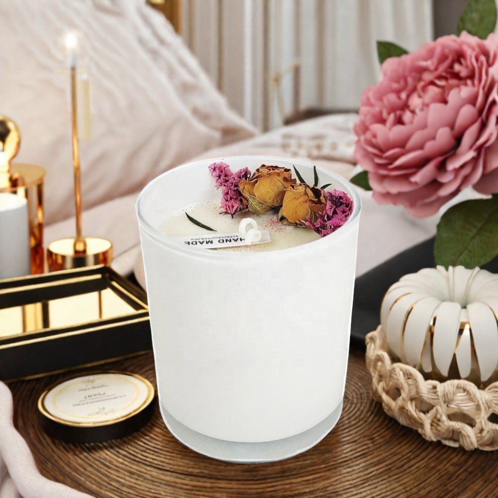 Hot Sale Professional hand make Custom Decoration Dry Flower Scented Aroma Candle for Home Decor Gifts