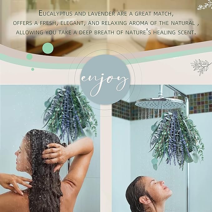 17'' Real Fresh Hanging Silver Dollar Leaves 115PCS Large Dried Preserved Eucalyptus Stems & Lavender Flowers Bundle for Shower
