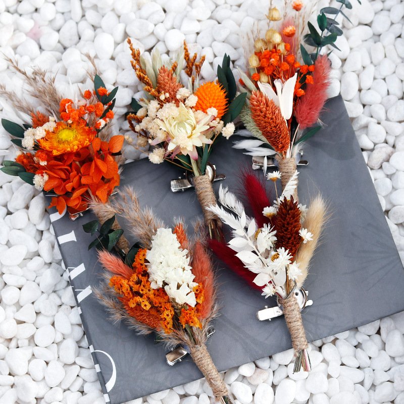 wholesale Mini dried Flower Bouquet other wedding bride gift corsage and wrist flower hairband wedding decorations accessories