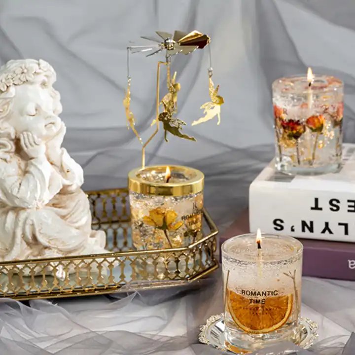 Wholesale Private Label Luxury Aromatherapy Home Decor Dried Flower Fruit Essential Oil Jell Gel Scented Candles Gift Sets