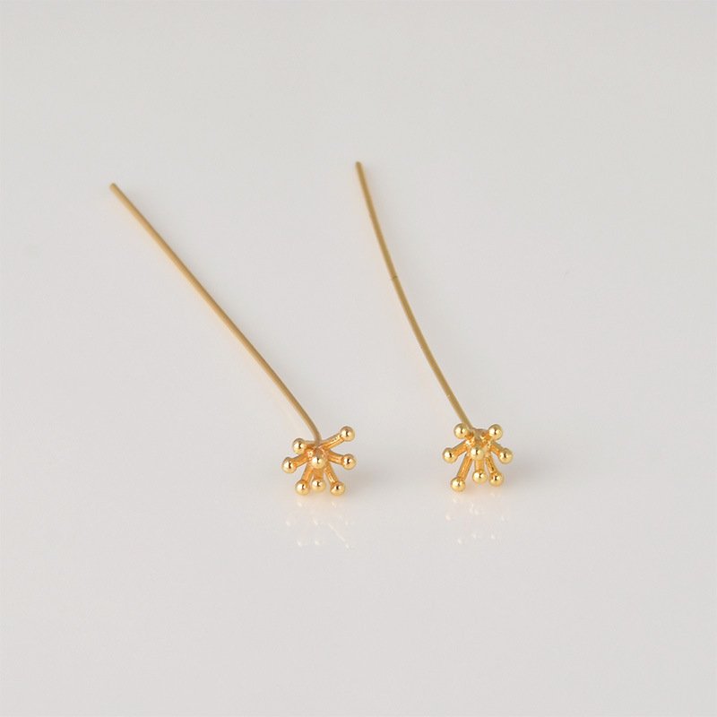 Copper-plated 18k true gold flower core ball needle diy handmade ear jewelry hairpin decoration basic accessories material