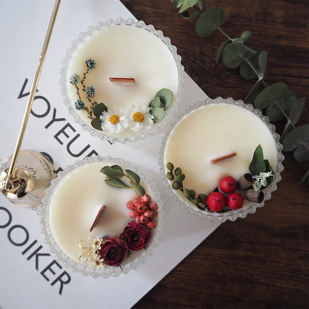 Customized service creative handmade dried flower essential oil glass incense decorative candles
