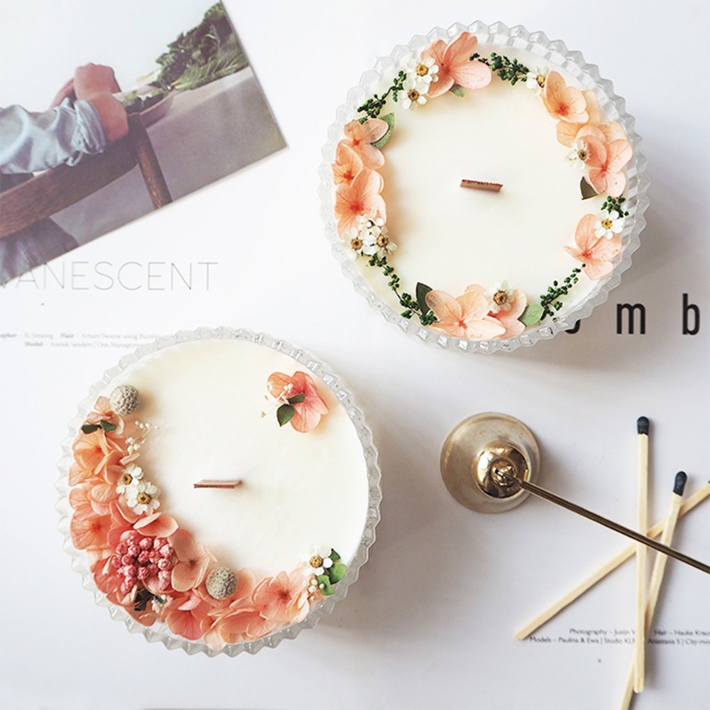 Customized service creative handmade dried flower essential oil glass incense decorative candles