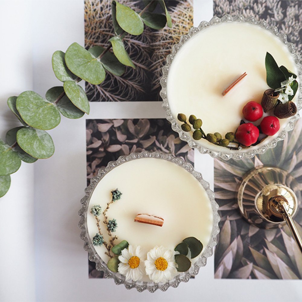 Customized service creative handmade dried flower essential oil glass incense decorative candles