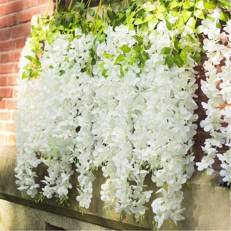 5Pcs Natural Dried Flowers Preserved Wisteria Bleached White Amaranthus Hanging Flowers For Wedding Decor