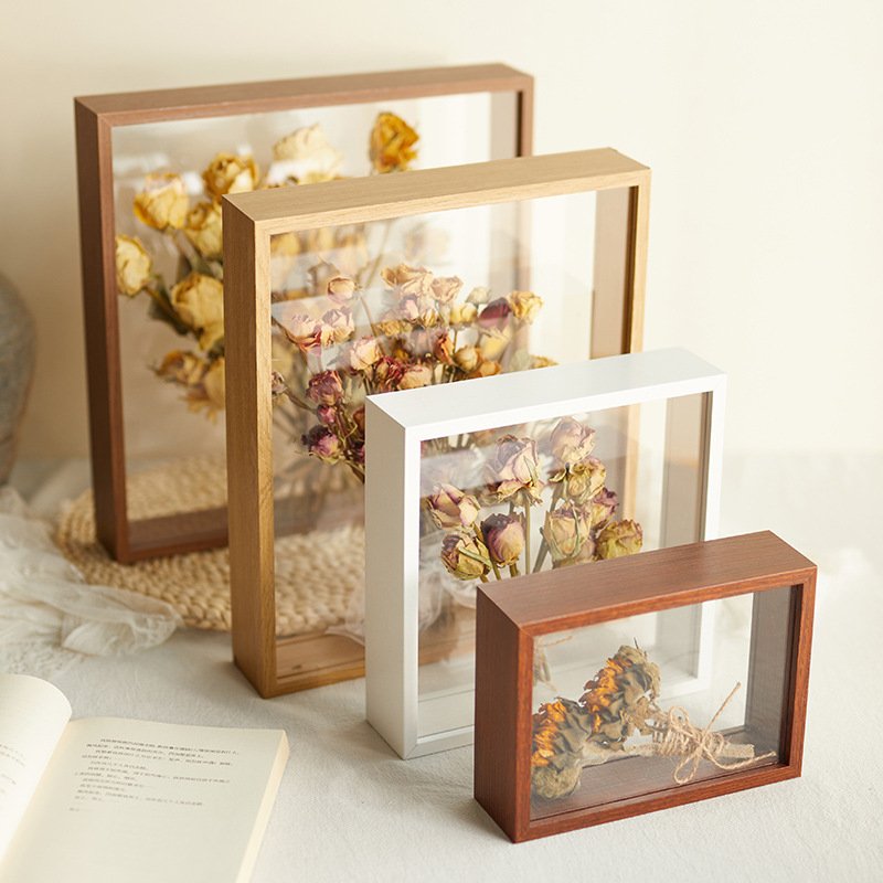 Acrylic Dried flowers photo frame hollow three-dimensional diy floral specimen framed double-sided pressed flower frame display