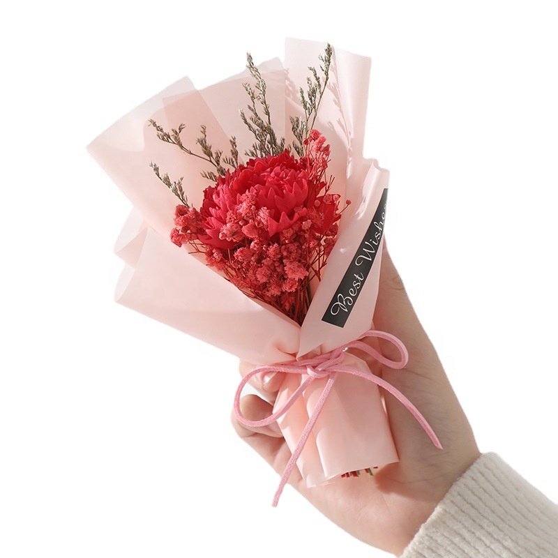 Wholesale Dried Flowers Artificial Soap Sunflower Mini Bouquet Wedding Valentines Mothers Day Gift Decoration ramos de flores