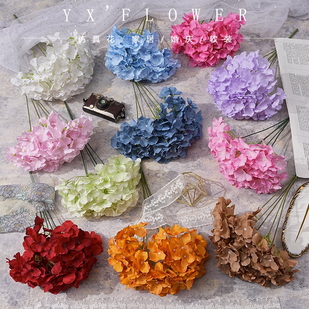 New Hydrangea Simulated Flower Bundle Hydrangea Wedding Bundle Hydrangea Home Hotel Road Welcome Silk Flower