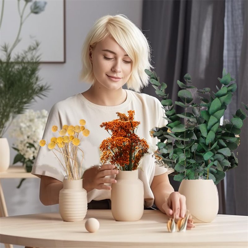 2023 A Grade Natural Preserved Eucalyptus Mix Bouquet, 16" Real Eucalyptus Stems with Dried Billy Balls & Yellow Millet Flowers