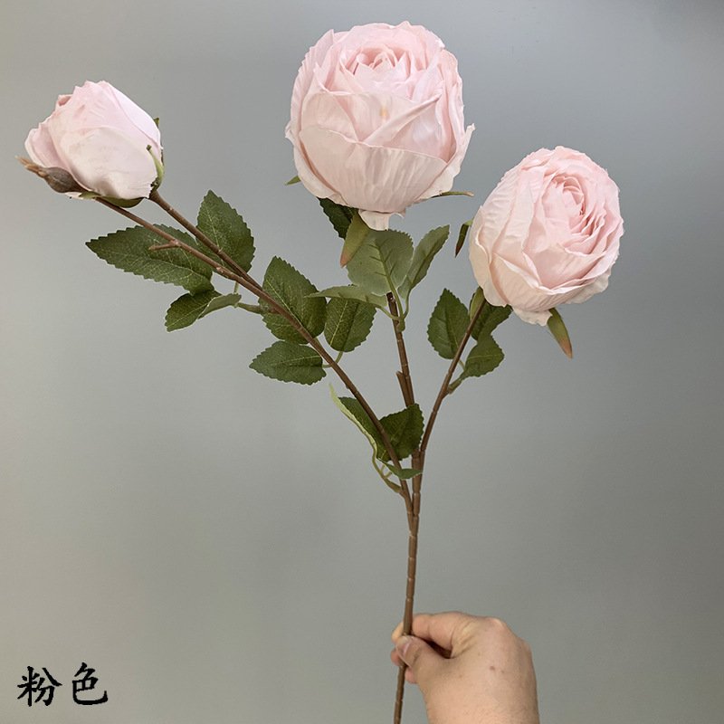 High Quality Faux Silk Dried Look Artificial Vintage Rose Flower For Floral Arrangement Home Wedding Decoration