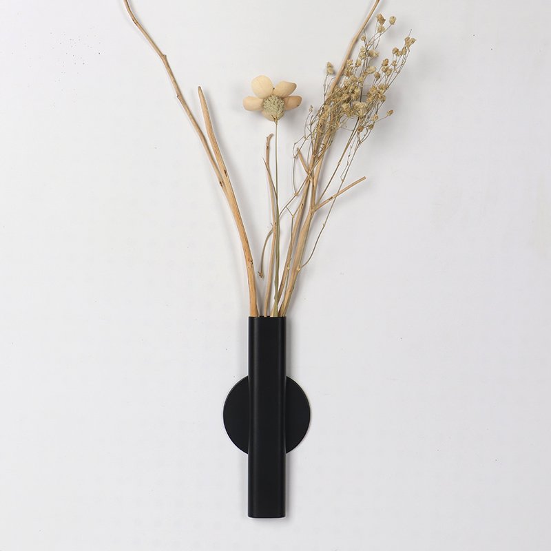 Wall Mounted Flower Tube Wall Metal Vase Dried Flower Holder Racks with Adhesive Tape for Flower Display