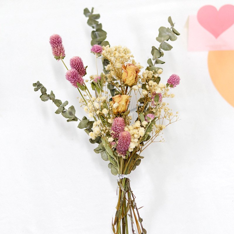 Gypsophila Small Roses Eucalyptus Straw Chrysanthemumdried Real Dried Mixed Flower Bouquet Decorative Flowers For Home Decor