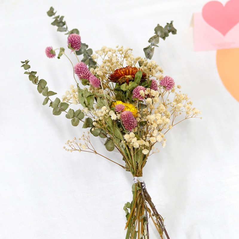 Gypsophila Small Roses Eucalyptus Straw Chrysanthemumdried Real Dried Mixed Flower Bouquet Decorative Flowers For Home Decor