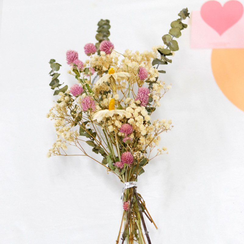 Gypsophila Small Roses Eucalyptus Straw Chrysanthemumdried Real Dried Mixed Flower Bouquet Decorative Flowers For Home Decor
