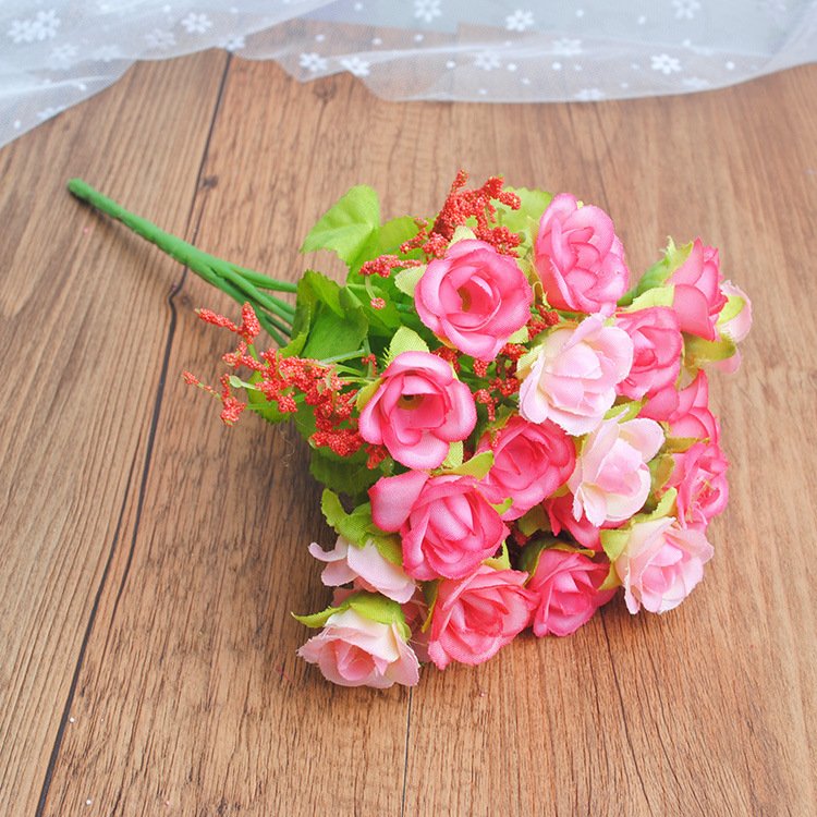 Wholesale artificial roses - small rose buds brick rose artificial flowers - romantic bedroom decoration