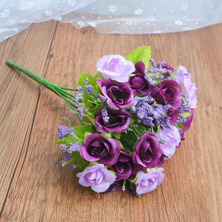Wholesale artificial roses - small rose buds brick rose artificial flowers - romantic bedroom decoration