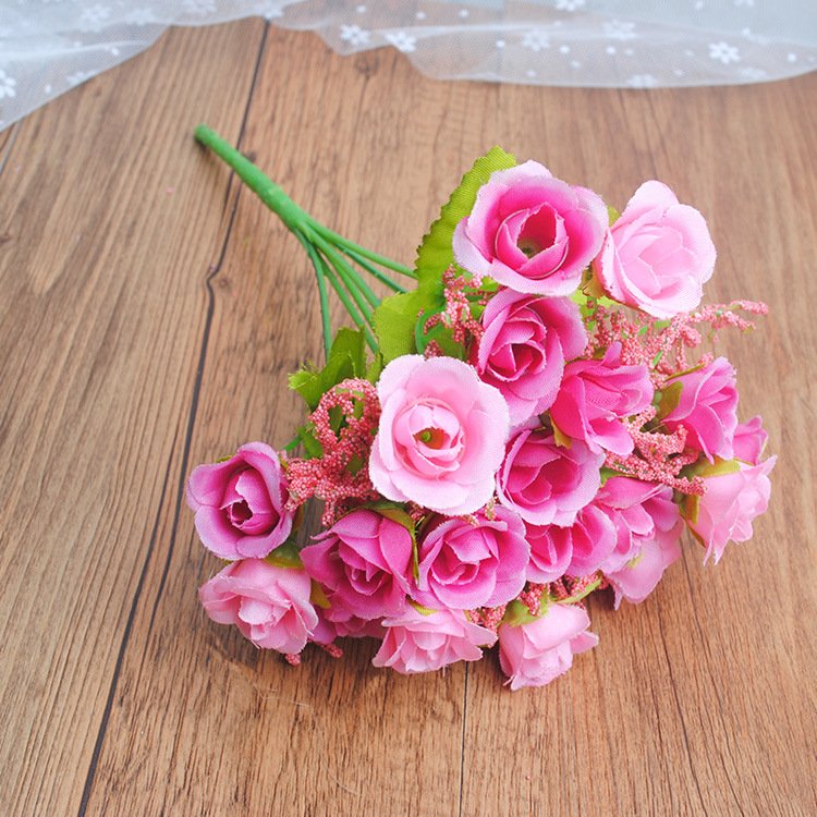 Wholesale artificial roses - small rose buds brick rose artificial flowers - romantic bedroom decoration