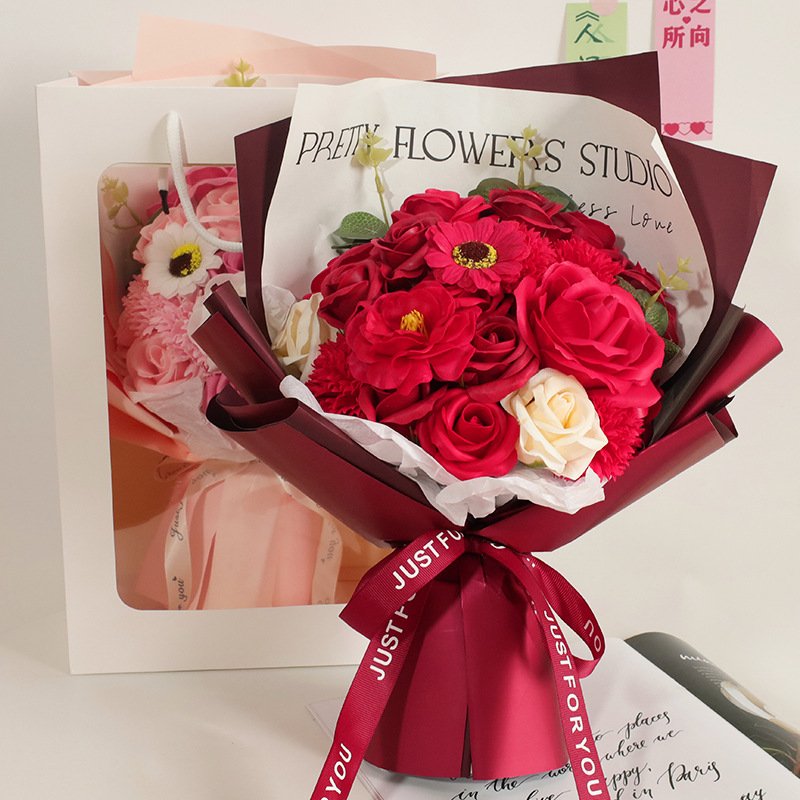 Soap Rose Bouquet Flower Decoration Valentines Day Gifts Life Dried Flower Mash Up Bouquet