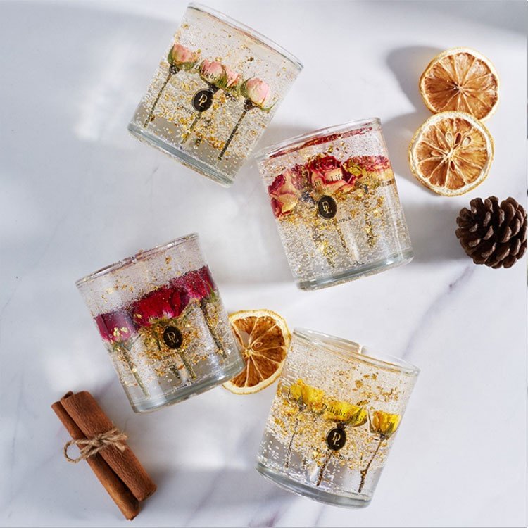 Wholesale Scented Candles Candle with Dried Flowers Art Candle Christmas Home Decoration Relaxing Home Deco Gel Wax