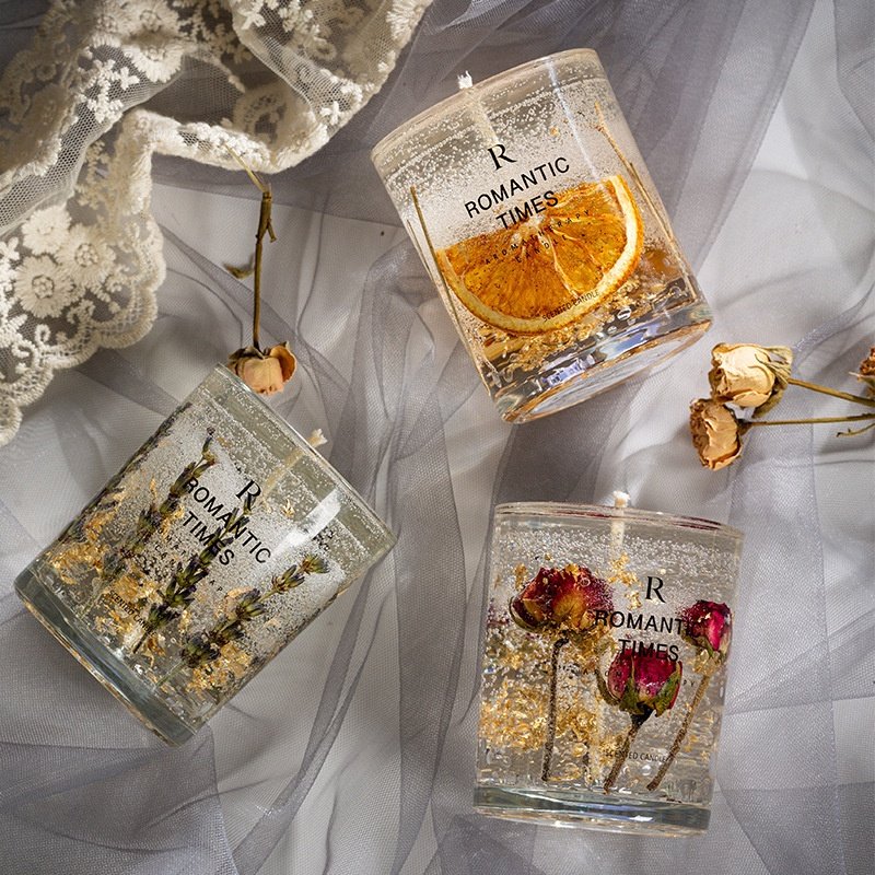 Wholesale Scented Candles Candle with Dried Flowers Art Candle Christmas Home Decoration Relaxing Home Deco Gel Wax