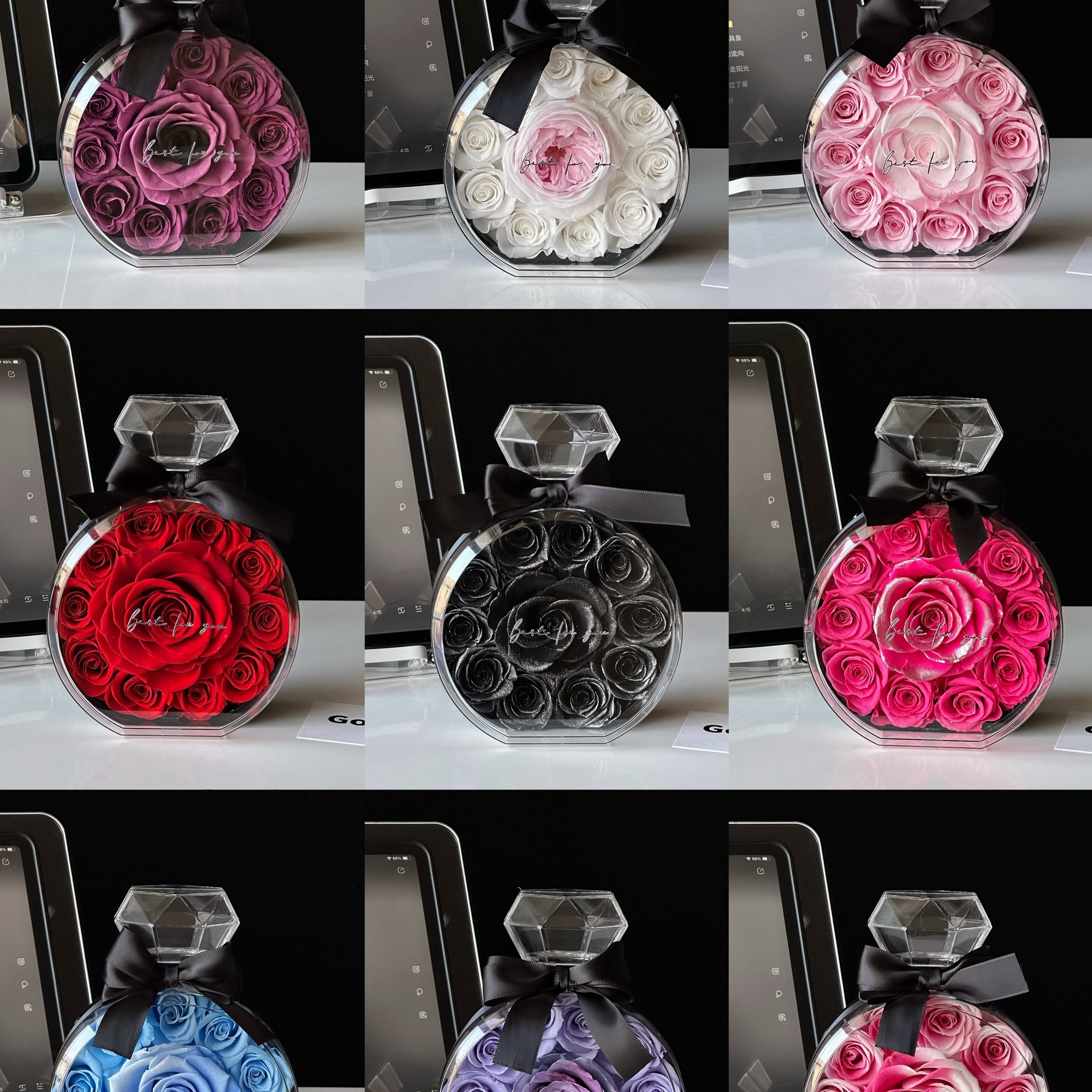 Luxurious ornaments perfume bottle Rose box natural real forever everlasting Dried Immortal preserved flowers eternal rose