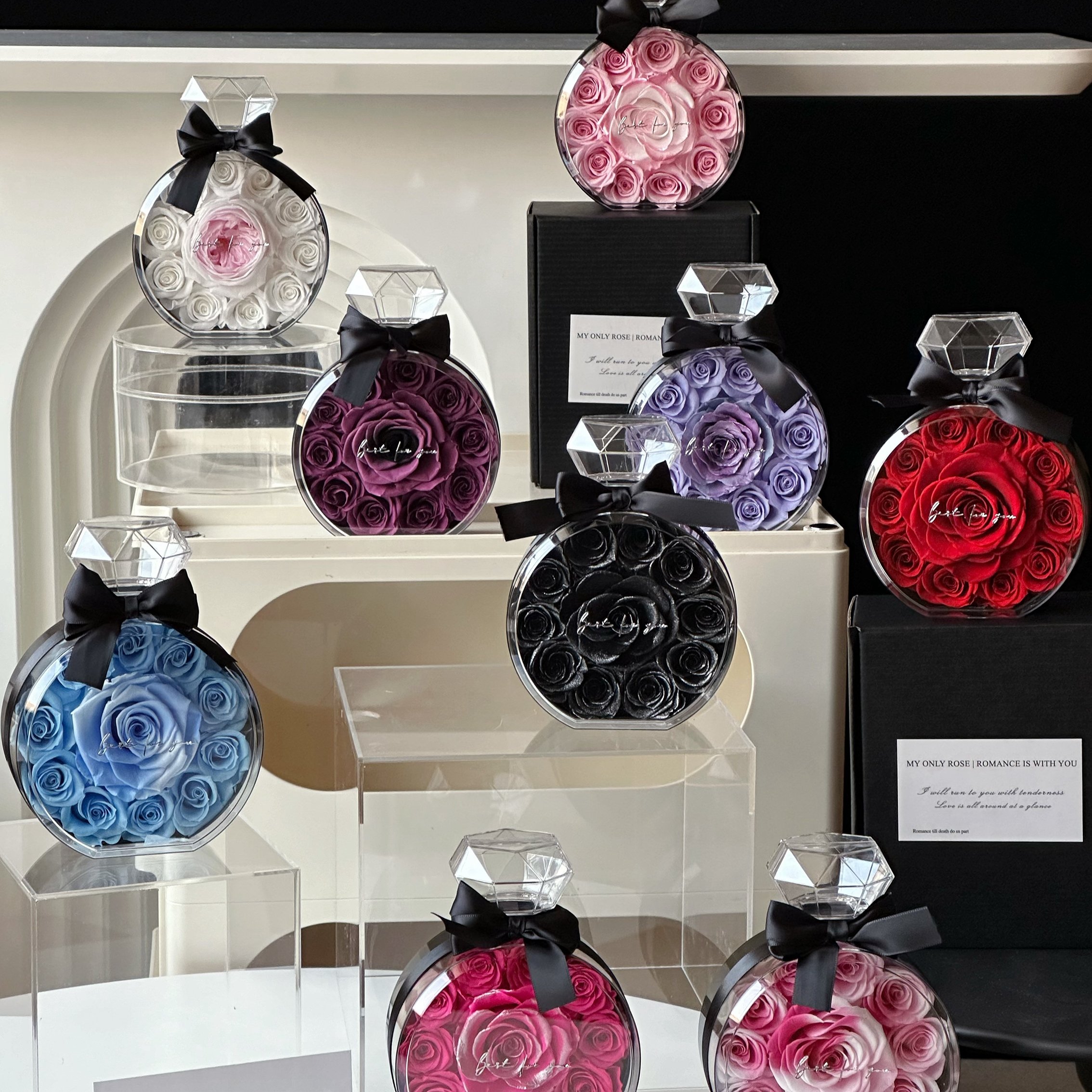 Luxurious ornaments perfume bottle Rose box natural real forever everlasting Dried Immortal preserved flowers eternal rose