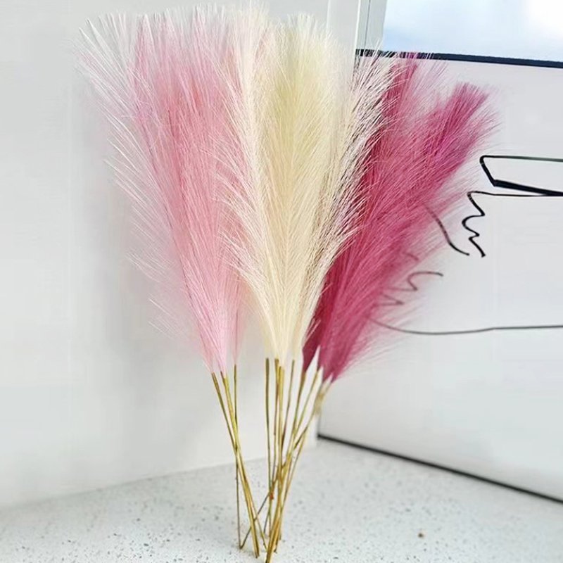 Boho Fluffy Artificial Pampas Grass Dried Reed Arrangement Wedding Photography Props Desktop Table Setting Decor
