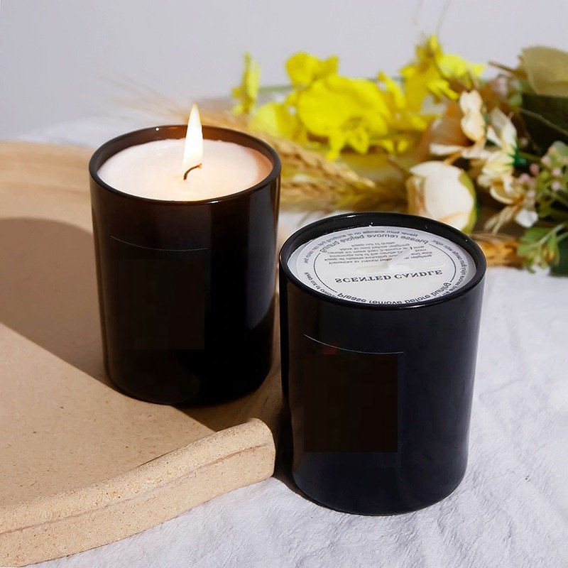 5.5oz Wholesale Gift Candle Box Set Luxury Candles With Shiny Glass Jar Soy Wax Scented Candles with Dried Flowers