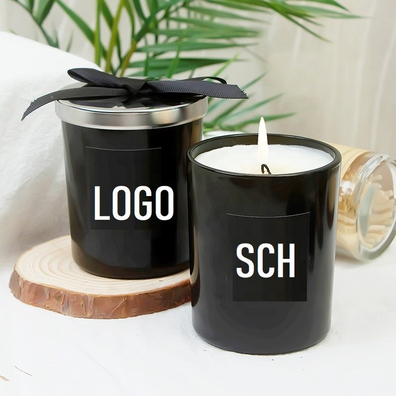 5.5oz Wholesale Gift Candle Box Set Luxury Candles With Shiny Glass Jar Soy Wax Scented Candles with Dried Flowers