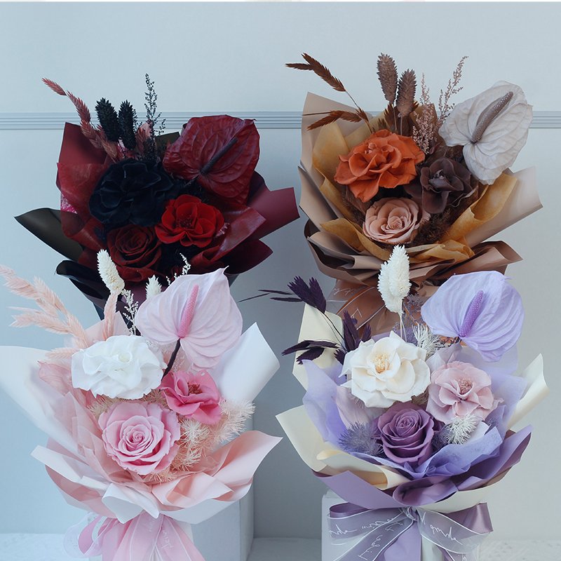 Handmade Bouquet Of Flowers Mix Dried Flower Real Nature Preserved Flower Bouquet With Box For wedding bouquet Decoration